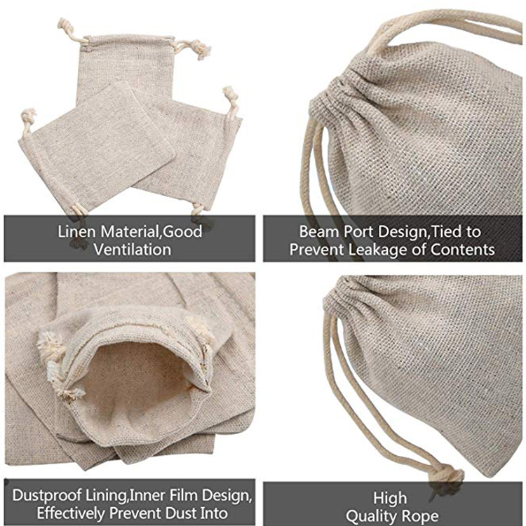 Linen Drawstring Jewelry Pouch