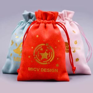 Custom Colorful Velvet Drawstring Jewelry Pouch