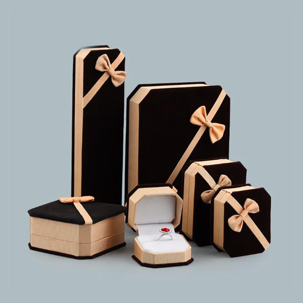 Customized Size Black Premium Velvet Jewelry Boxes Set