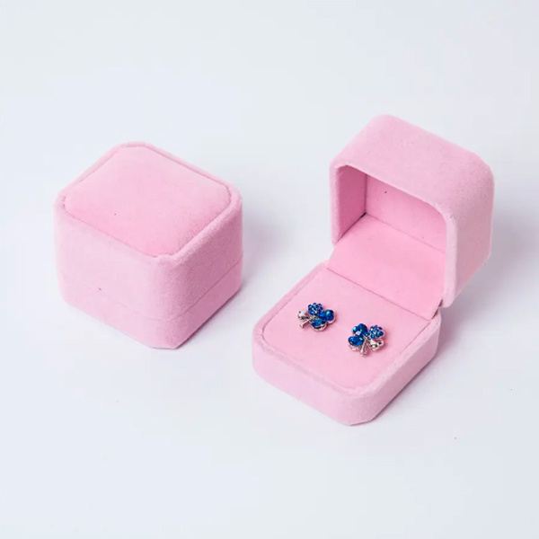 Personalized Pink Velvet Jewelry Box For Earrings