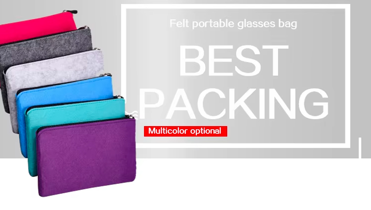 Customized Color Multifunctional Felt Glasses Bag